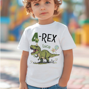 4-Rex Cute Dinosaur Theme 4e födelsedagen Party Na T Shirt