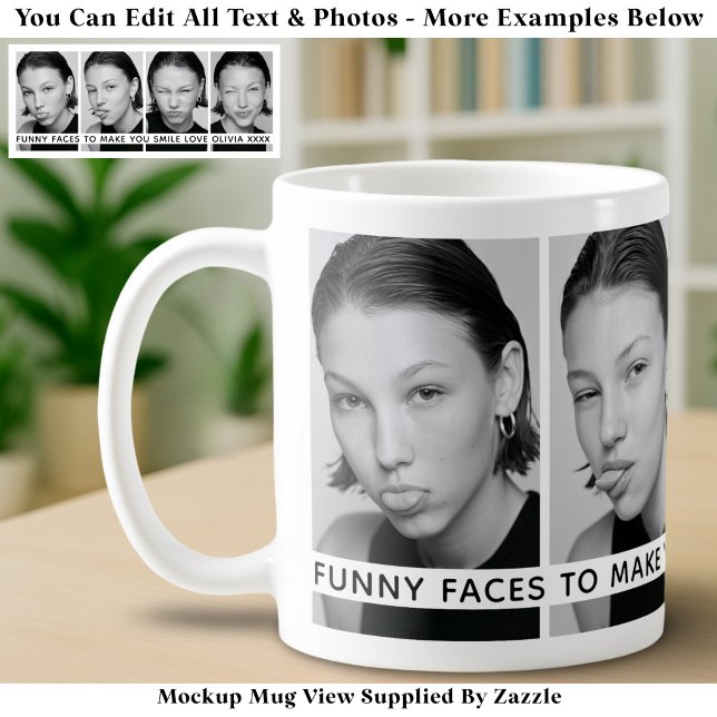 4 Roliga Ansikten Anpassade Bilder & Långt Meddela Kaffemugg (Skapare uppladdad)
