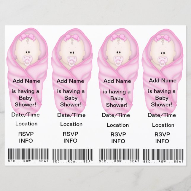4 Rosa inbjudningar till babyvisningsprogram - Bok (Framsida)