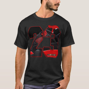 4 Rött tunn till matchningsnummer 23 Retro Red Th T Shirt