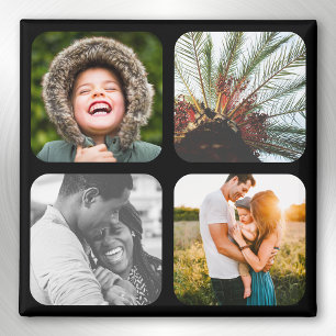 4 Rutnätsram för fotomall, rundad Ram-kant Magnet