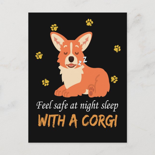 4 Säker vid nattsömn med Corgi Vykort (Framsida)