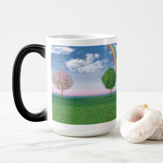 4 säsonger med konstverk MORPHING kaffe mugg (Med munk)