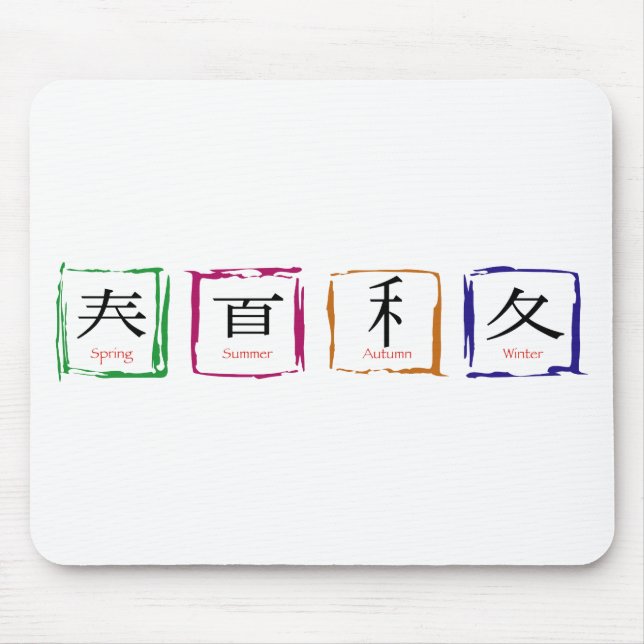 4 säsonger på japanska - svart text musmatta (Framsidan)