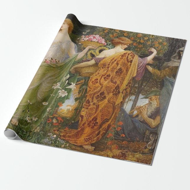 4 Seasons av Walter Crane Presentpapper (Utrullad)