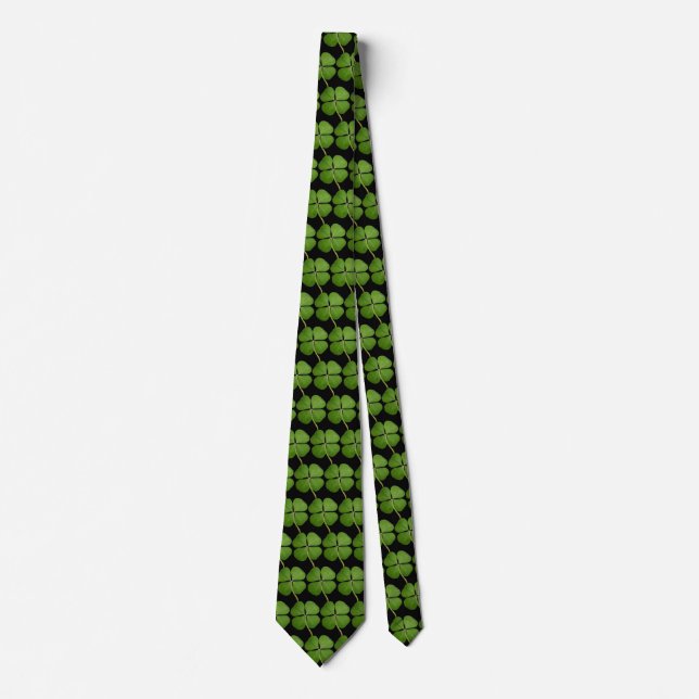 4 Shamrock Black Tie Löv Klöver Slips (Framsida)