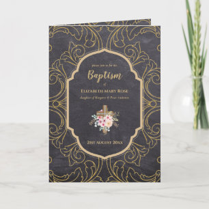 4 sidor BAPTISM Inbjudan och Program GULD Ornate