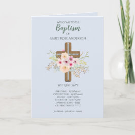 4 sidor BAPTISM-program - Blommigt Kor Blue Program