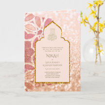 4 sidor ROSEGOLD Ornate Islamic Wedding bjudande i