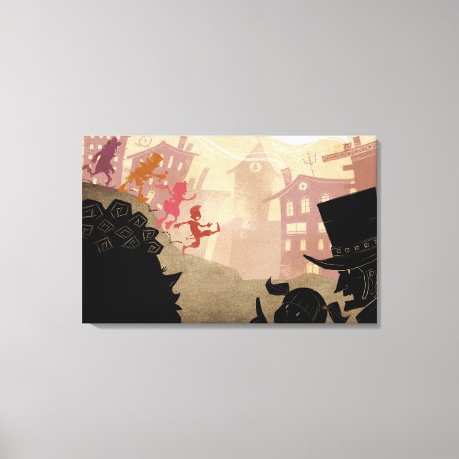 4 små monster - gå igenom staden canvastryck (Framsida)