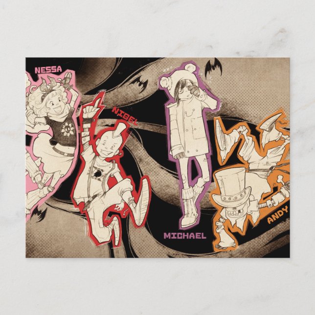 4 Små Monster - Grupp Vykort (Framsida)