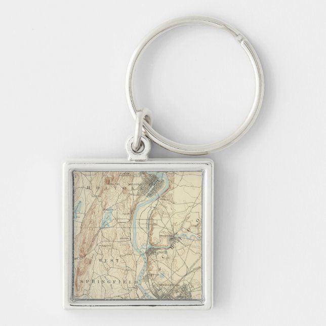 4 Springfield lakan Fyrkantig Silverfärgad Nyckelring (Framsidan)