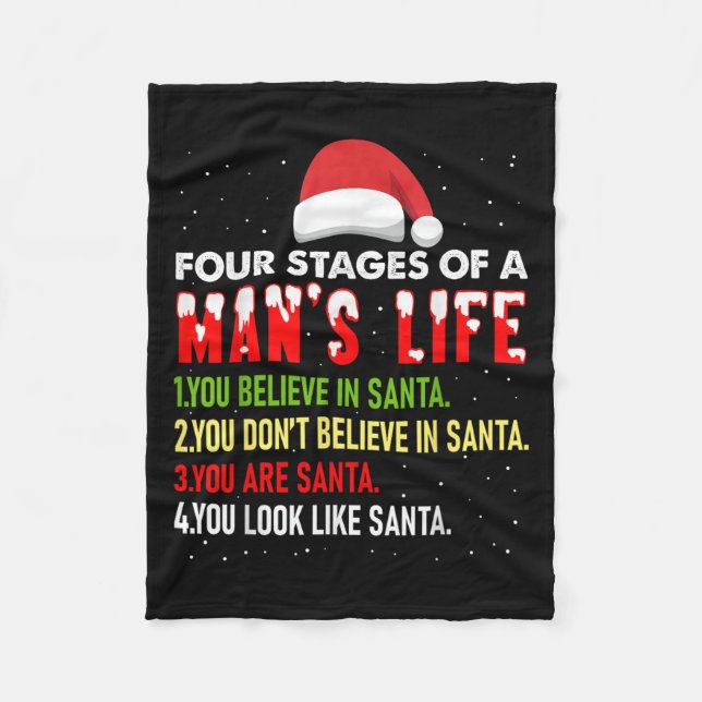 4 stadier av Man Life Funny jultomte pappa C Fleecefilt (Framsidan)