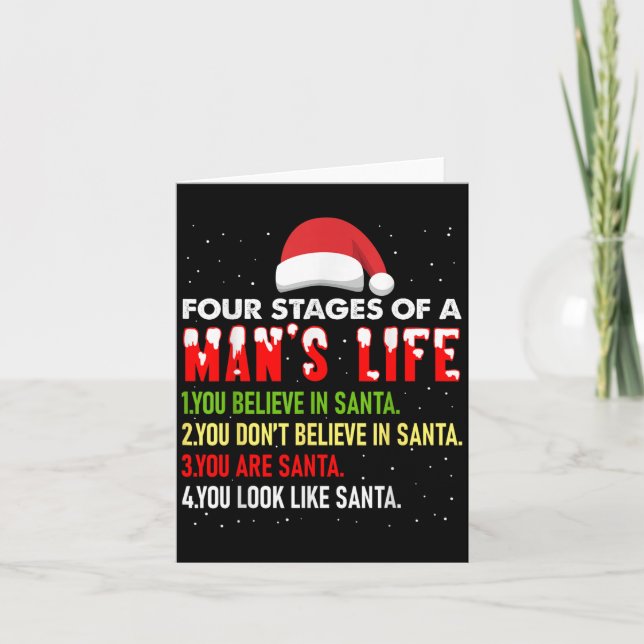 4 stadier av Man Life Funny jultomte pappa C Kort (Framsida)