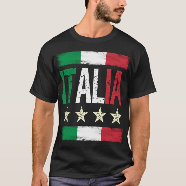 4 Star Italia med nödradiosändare i italiensk flag T Shirt (Framsida)