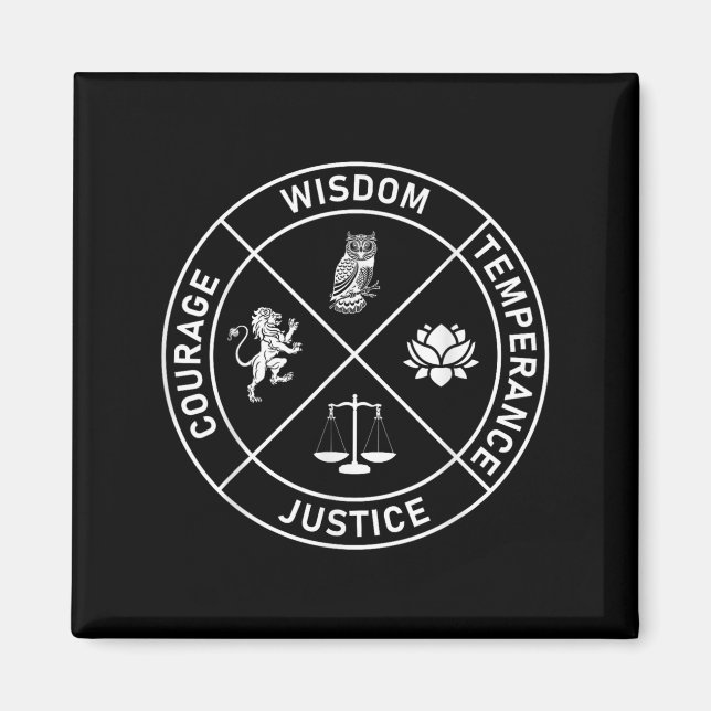 4 Stoc Virtues Wisdom Temperance Justice Cours Magnet (Framsidan)