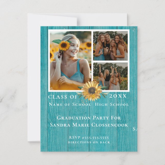 4 studentfest för fotokollage SolrossolrosGult Meddelande (Framsida)