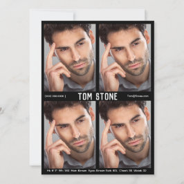 4 Svart modell för fotomodellagraftkort Inbjudningar