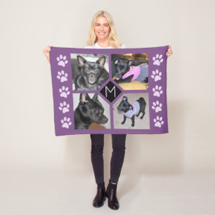 4 tassavtryck för hund för fotoCollage initial Fleecefilt
