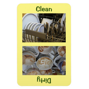 4 tum x 6 tum ren/smutsig skiva Dishwasher Magnet