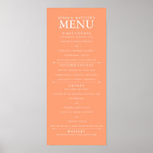 4 tum x 9 tum Cantaloupe Bröllop Menu Poster