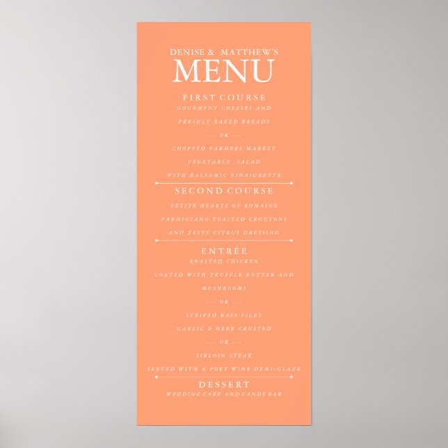 4 tum x 9 tum Cantaloupe Bröllop Menu Poster (Framsidan)