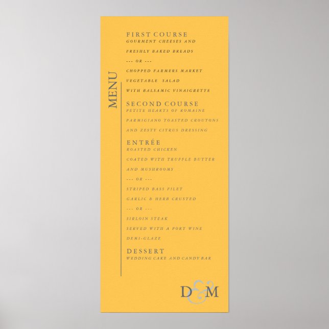 4 tum x 9 tum Daffodil Gult Bröllop Menu Poster (Framsidan)