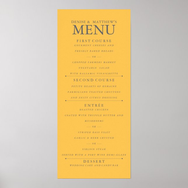 4 tum x 9 tum Daffodil Gult Bröllop Menu Poster (Framsidan)