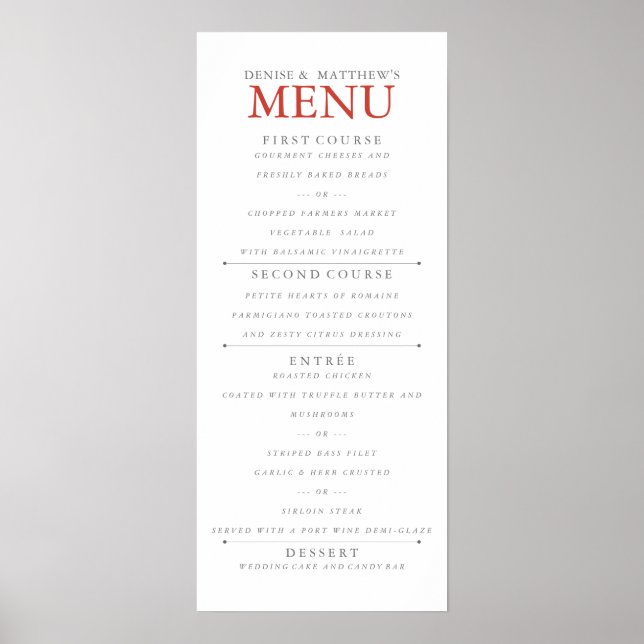 4 tum x 9 tum Poinciana Menu Poster (Framsidan)