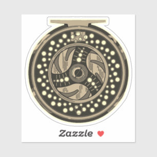 4-tums Flygfiske Reel Art Fisherman Fisherkvinna Klistermärken