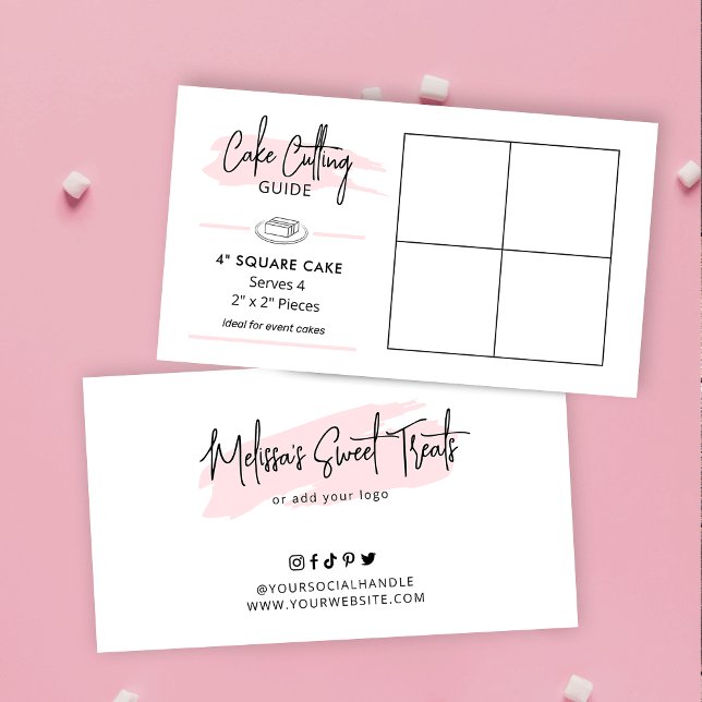 4-tums skärningsguide för kvadratiska exemplar 2 x tilläggskort (4 inch square cake cutting guide for party and event cakes)