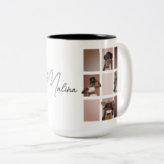4 Vacker Black Dam Boho Chic Art Stil Namn Två-Tonad Mugg