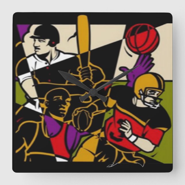 4 Väggspärr för sport Fyrkantig Klocka (Framsida)