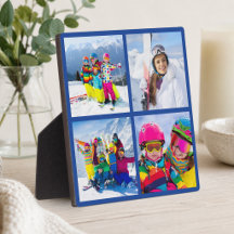 4 Vinterledighet Foto Grid Collage Blå