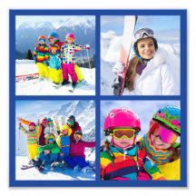 4 Vinterledighet Foto Grid Collage Blå 8X8