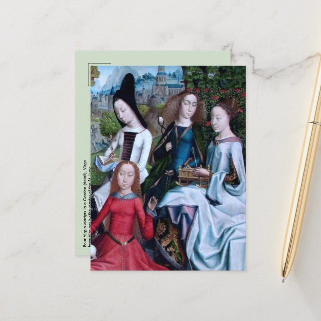 4 Virgin Martyrs in a Garden (uppgift; M 070) Vykort (Fram/Back In Situ)