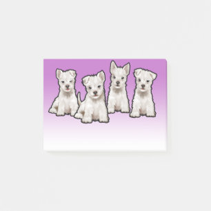 4 Westy valper som breda lilor bleknar Post-it Block