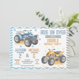 4 Wheeler Quad Bike ATV Joint Birthday Invitation Inbjudningar