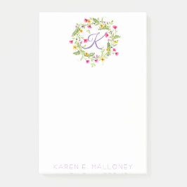 4" x6" NOTERAR den INITIALA BLOMMAKRANEN & CUSTUME Post-it Block