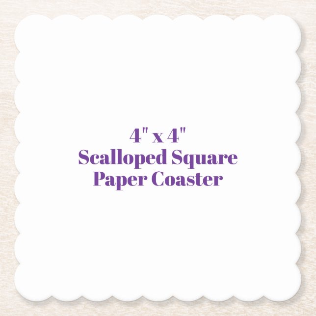 4" x 4" Scalloped fyrkantig Underlägg Papper (Framsida)