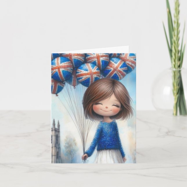 4 x 5.6 Folded Greeting Card-Customizable-British  Kort (Framsida)
