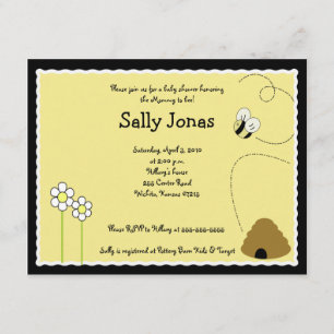 4 x 5 Bin Lycklig Bumblebee Baby Shower-inbjudan Inbjudningar