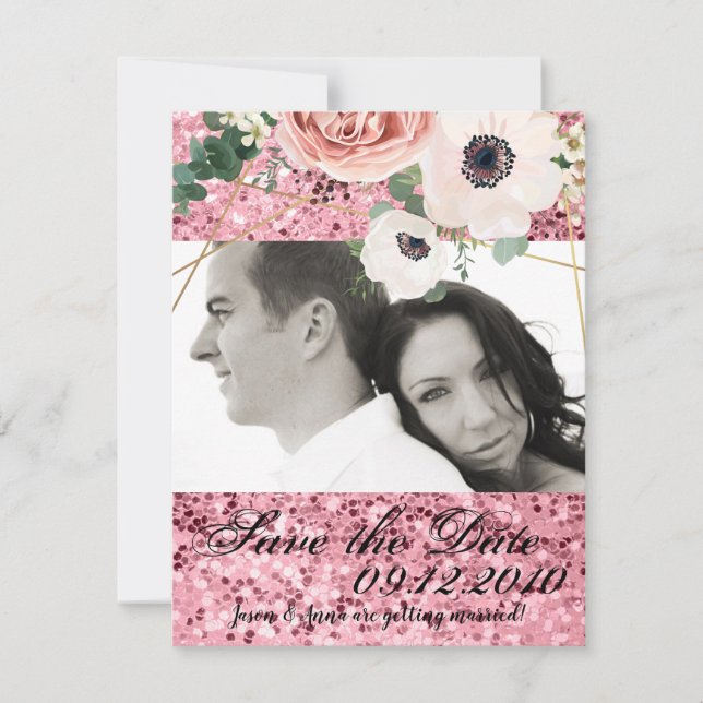 4 x 5 Spara datumkortets geometriska Garden Ro Gul Inbjudningar (Framsida)