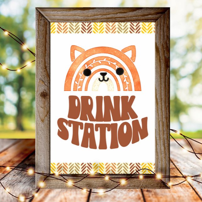 4 x 6 Drink Station Boho Woodland Fox Birthday Poster (Skapare uppladdad)