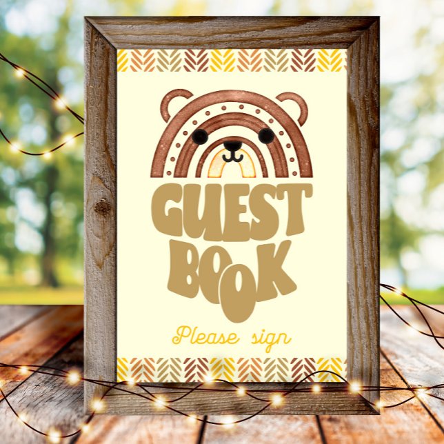 4 x 6 Guest Bok Boho Woodland Bear Birthday Poster (Skapare uppladdad)