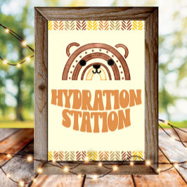4 x 6 Hydration Station Boho Woodland Bear Birthda Poster