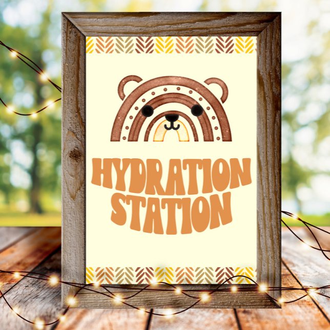 4 x 6 Hydration Station Boho Woodland Bear Birthda Poster (Skapare uppladdad)