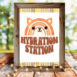 4 x 6 Hydration Station Boho Woodland Fox Birthday Poster