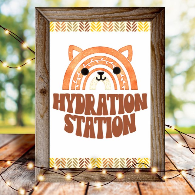 4 x 6 Hydration Station Boho Woodland Fox Birthday Poster (Skapare uppladdad)