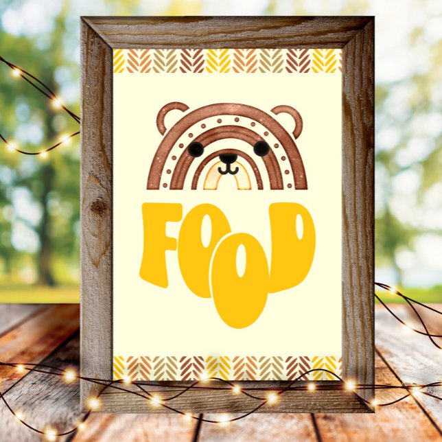 4 x 6 Livsmedelsändamål Station Boho Woodland Bear Poster (Skapare uppladdad)